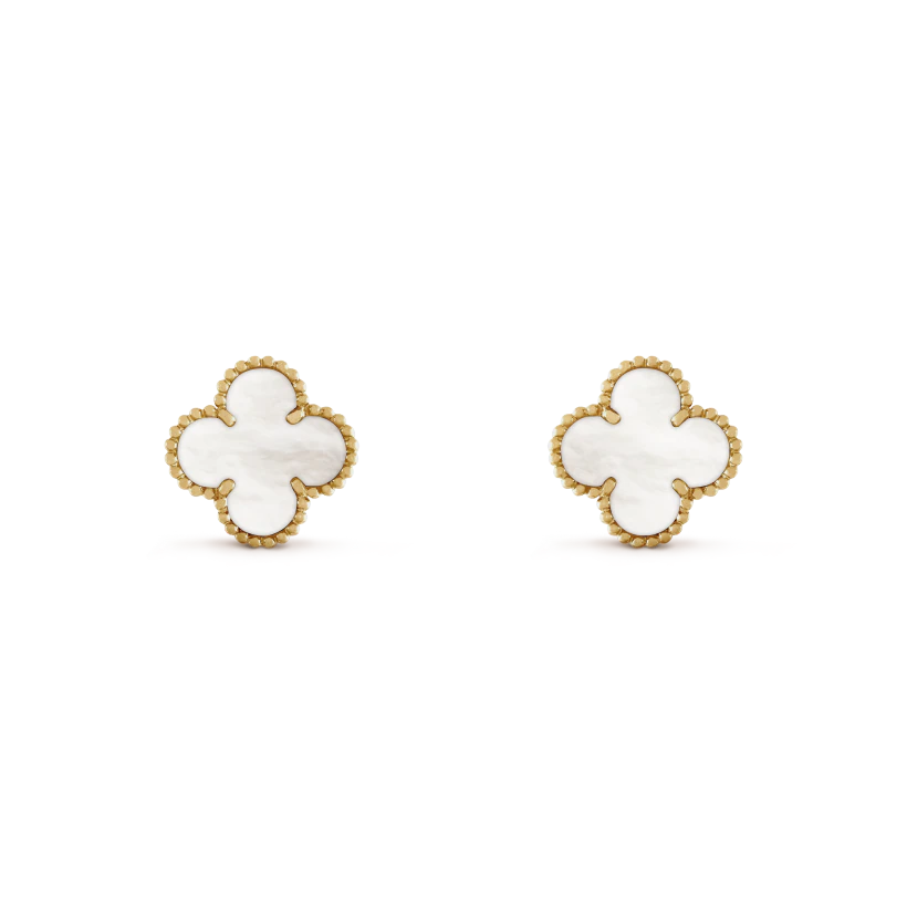Van Cleef & Arpels Mother-of-pearl Clover Earrings in Gray, Vintage Alhambra earrings