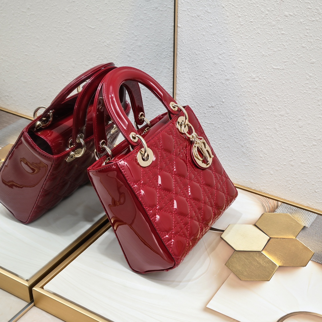 Small Lady Dior My ABCDior Bag Burgundy patent leather CD2026 XB081 20cm