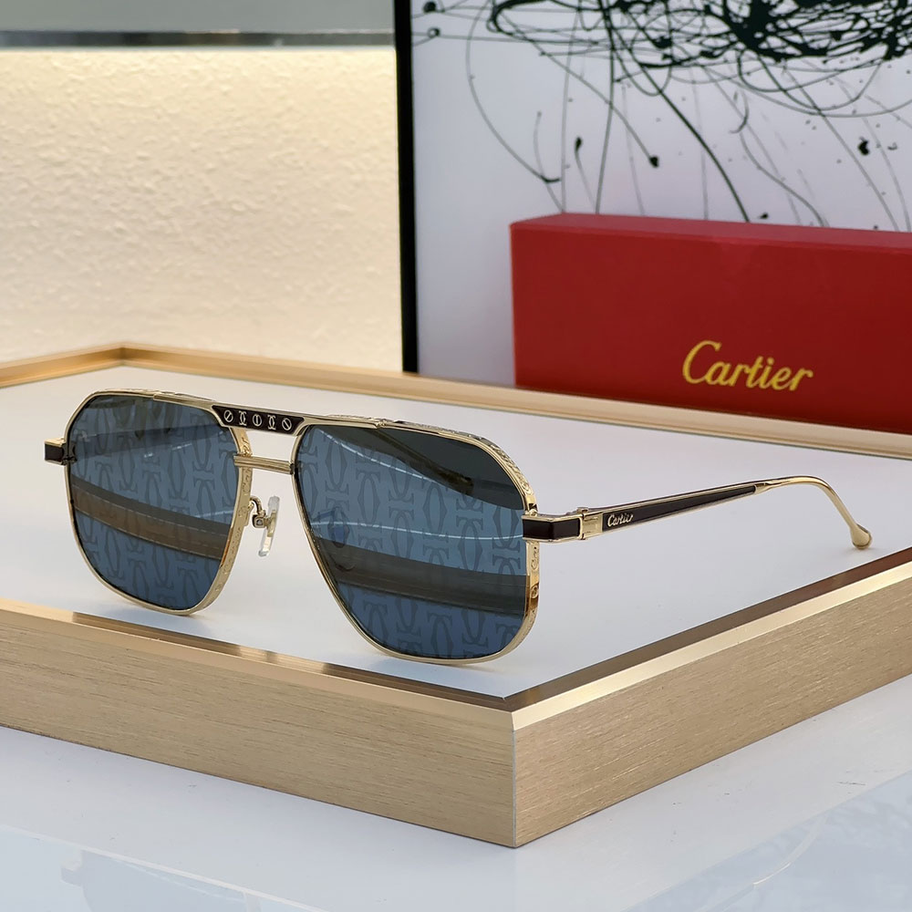 Cartier Metal Mirror Leg Logo Sunglasses Top quality 锛�Replica锛�