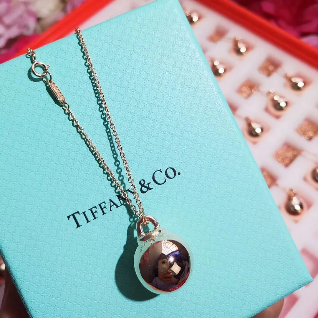 Timeless Style Tiffany Hardwear Ball Pendant Rose Gold Necklace For Ladies Fake