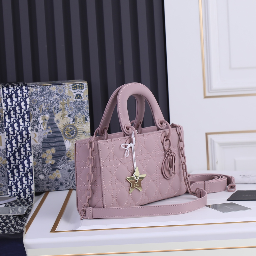 Medium Lady D-Joy Bag Pink Matte 2088 XB002 26cm