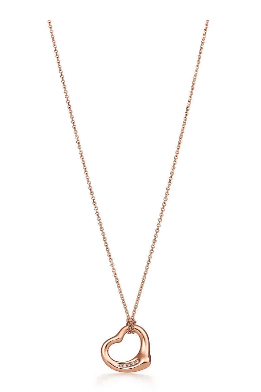 Tiffany Elsa Peretti Open Heart Pendant Studded Crystals Necklace Fashion Women Jewelry 11624294/30171179