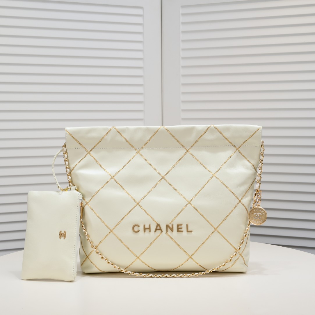 Chanel 22 Bag Pearl Bag Golden Thread Large Shoulder Bag Handbag