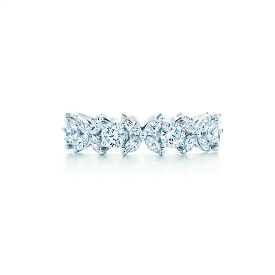Tiffany Victoria Alternating Ring Diamonds Latest Design 925 Silver Nice Price GRP03666