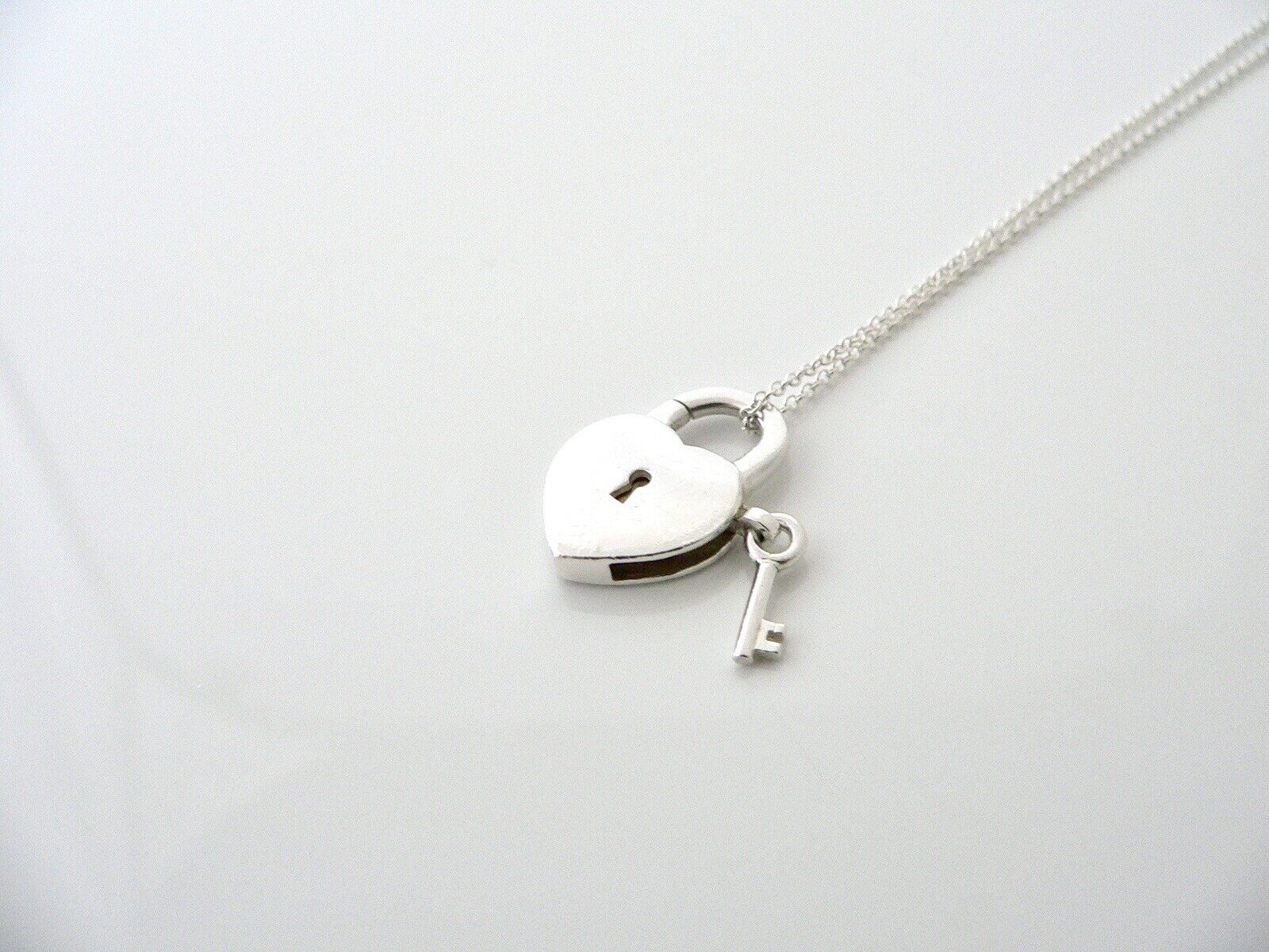 Tiffany & Co Silver Heart Key Padlock Charm Necklace Pendant Bracelet Gift Love