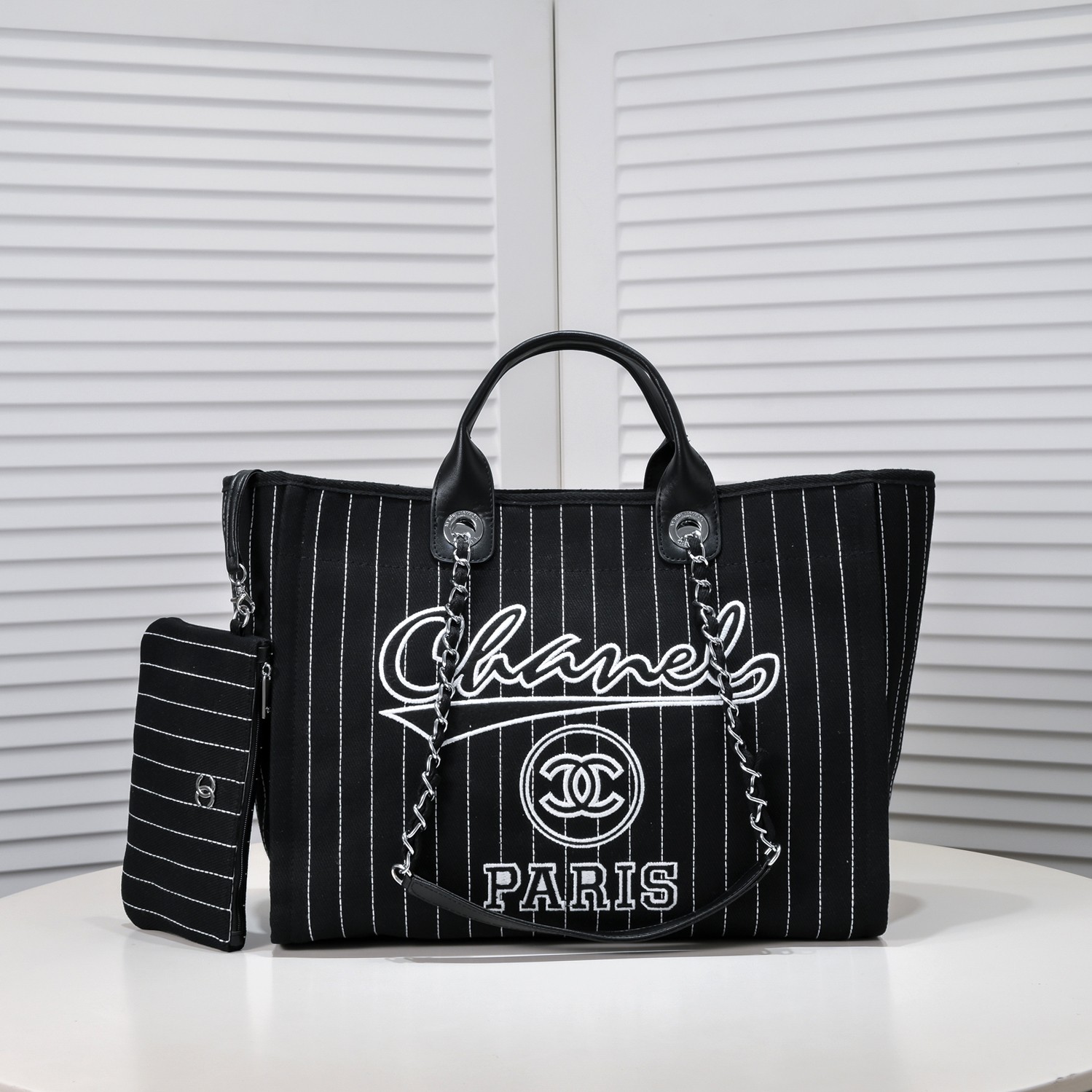 Chanel Cruise Chain Canvas Beach Bag Shopping bag Tote Shoulder Bag Handbag