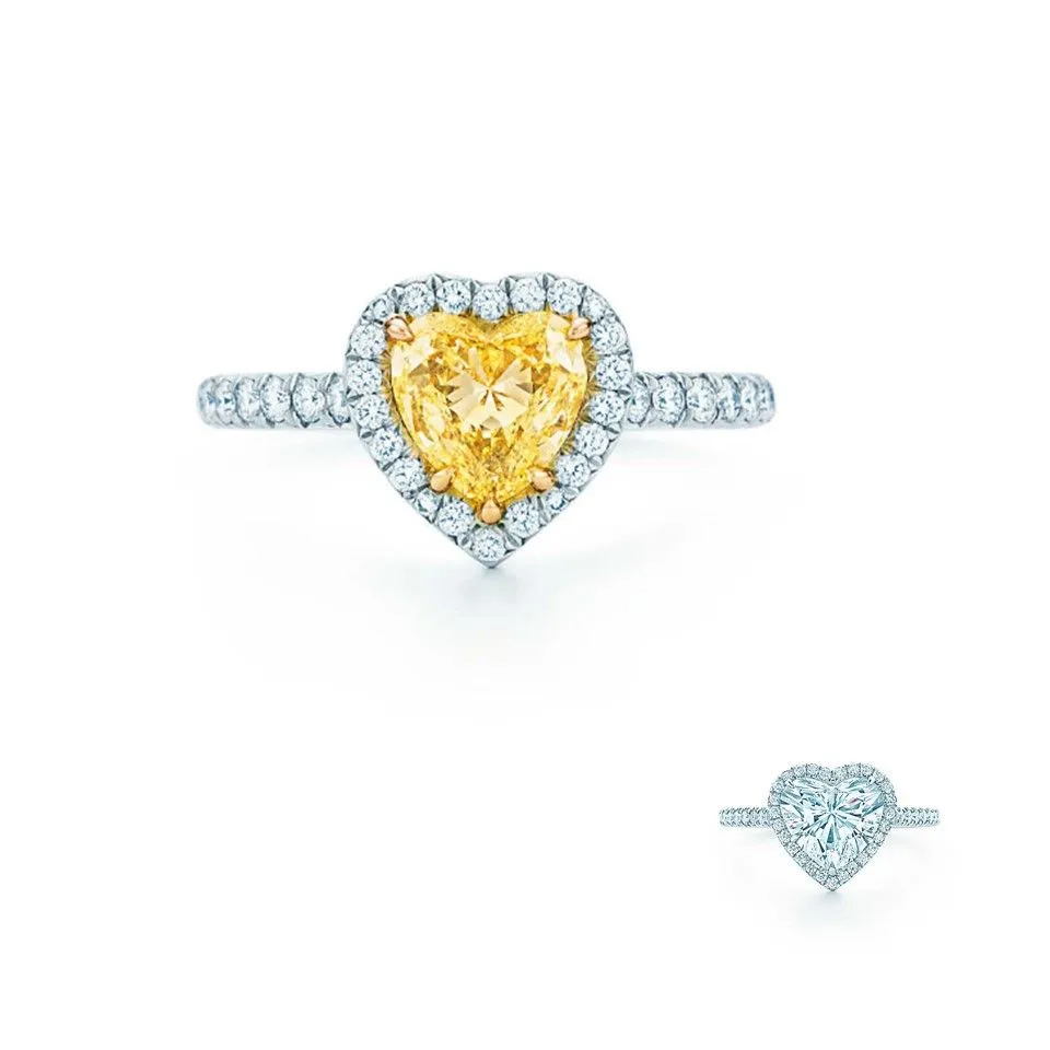 Tiffany Soleste Heart-shaped Ring Yellow/White Crystals Gorgeous Jewelry New York Fashion 28681178