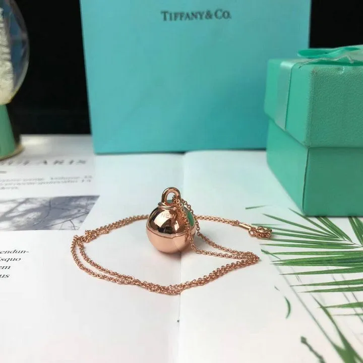 Tiffany Hardwear Ball Pendant Chain Necklace Pink/Yellow Gold Fashion Women Jewelry GRP09557/GRP09558