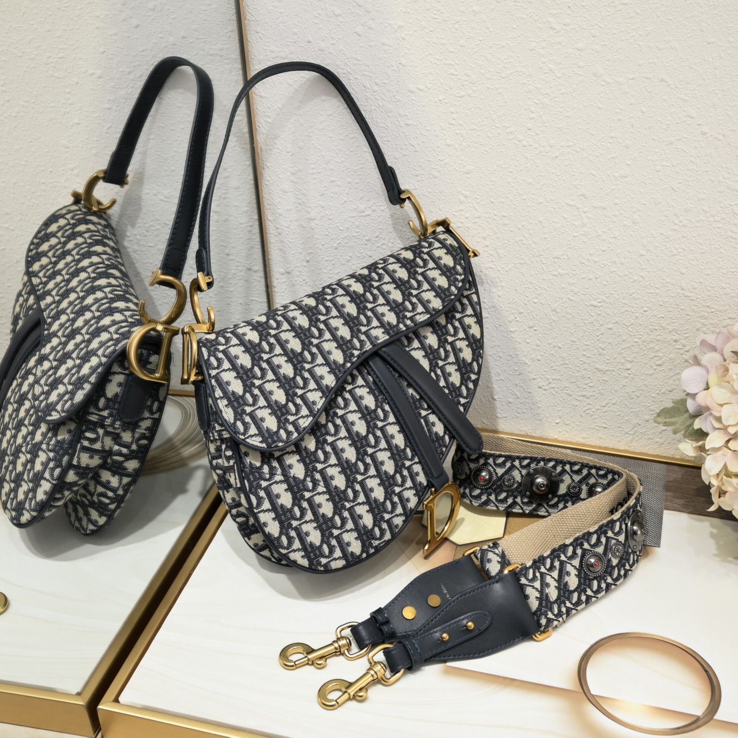 Saddle Bag Blue print with Nailing strap CD-1003 XB012 25.5cm