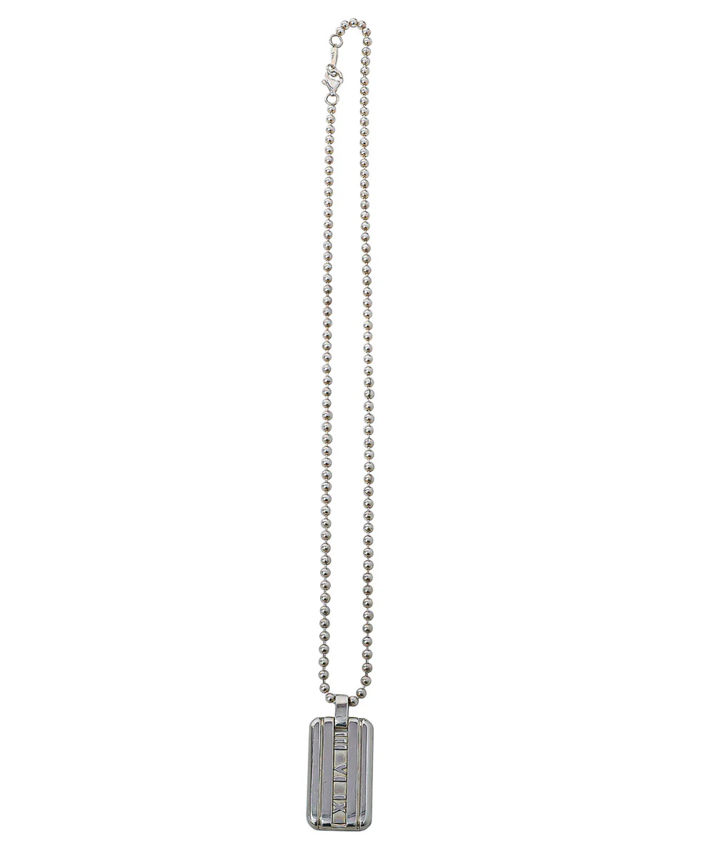 Tiffany & Co Silver Retired Atlas Tag Pendant Necklace