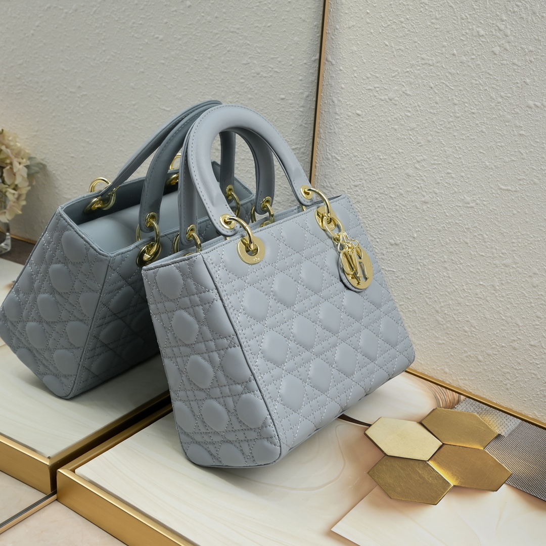 Medium Lady Dior Bag Blue Sheepskin LM071 24cm