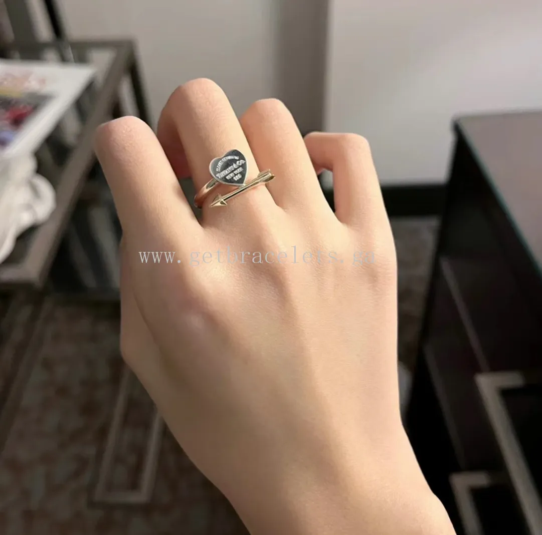 Tiffany Lovestruck Heart Tag Ring in Silver and Rose Gold