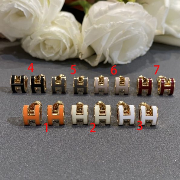 Hermes Pop H Earrings Replica, Enamel, Five Color