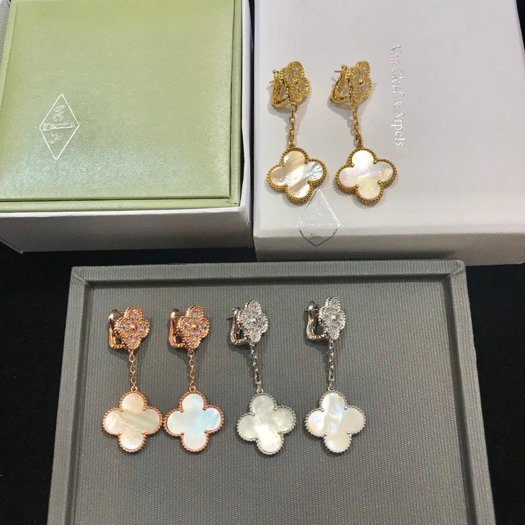 Van Cleef & Arpels Magic Alhambra Earrings 2 motifs Mother-of-pearl with Diamonds