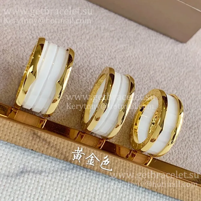 B.zero1 White Ceramic and Rose Gold Ring