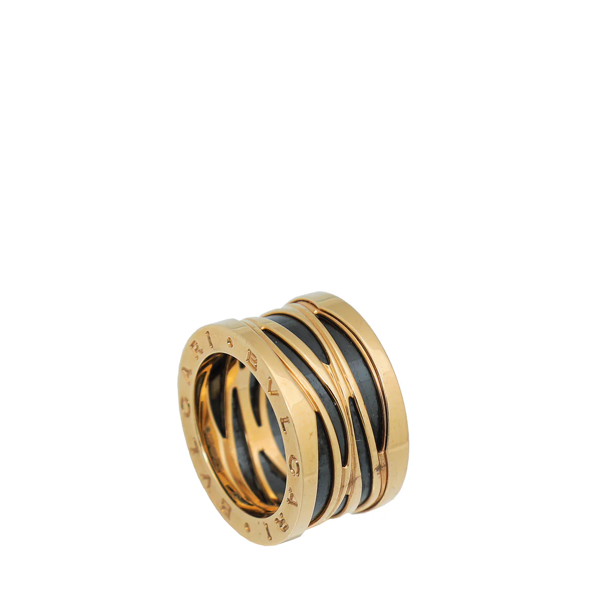 Bvlgari 18K Rose Gold Black Ceramic B Zero1 Design Legend Ring 52