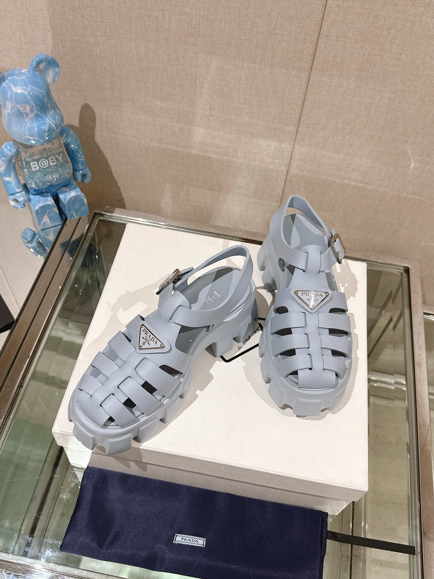 Prada Shoes Serrated thick soled women's sandals