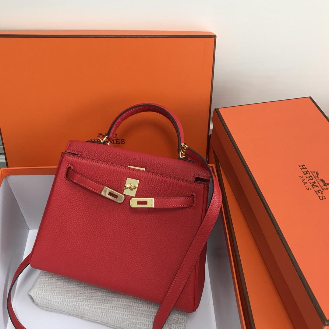 Original Copy Hermes 25cm Kelly Bag Togo Leather Handbag Red