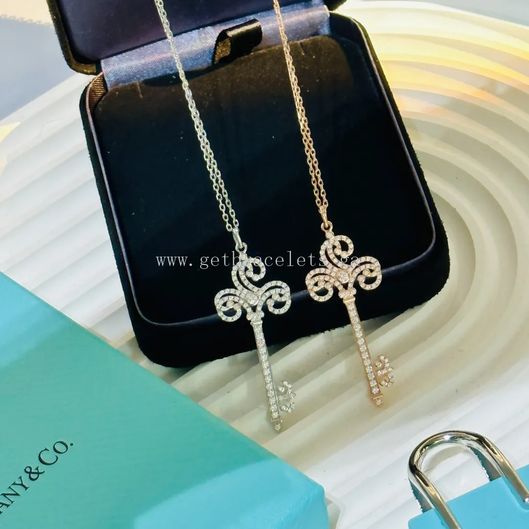 Tiffany Keys Fleur de Lis Key Pendant Rose Gold/White Gold