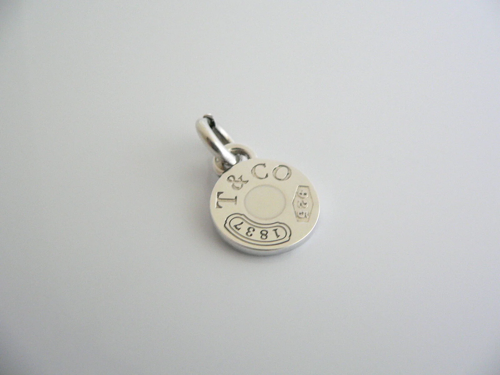 Tiffany & Co Silver 1837 Circle White Enamel Charm Pendant 4 Necklace Bracelet
