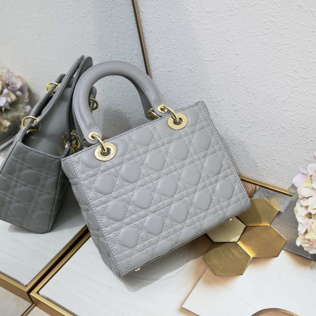 Medium Lady Dior Bag Grey Sheepskin LM071 24cm