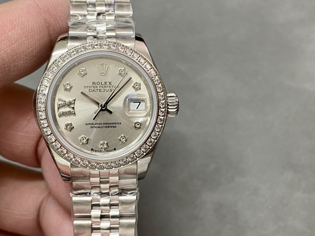 Rolex Datejust 28mm White Gold Silver Diamond President 279139rbr 0003 Women's Watch
