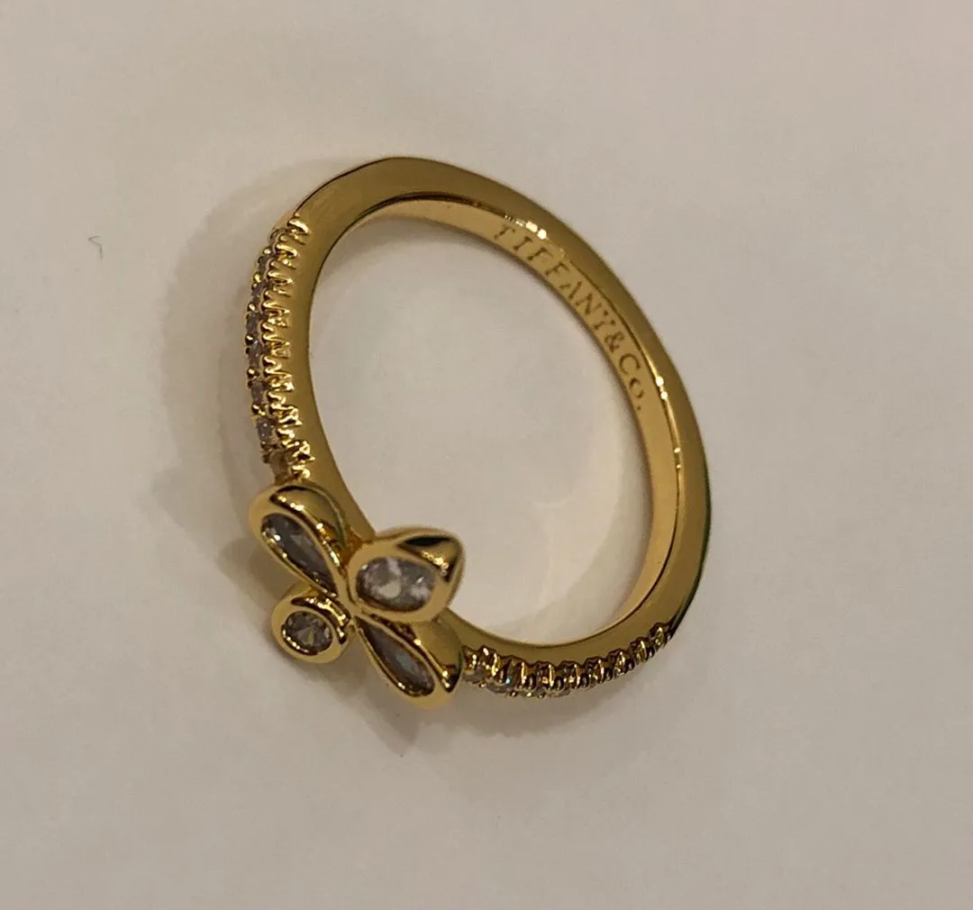 Classic Tiffany Fleur de Lis Petaloid Charm Women Diamonds Ring Silver/Yellow Gold/ Rose Gold
