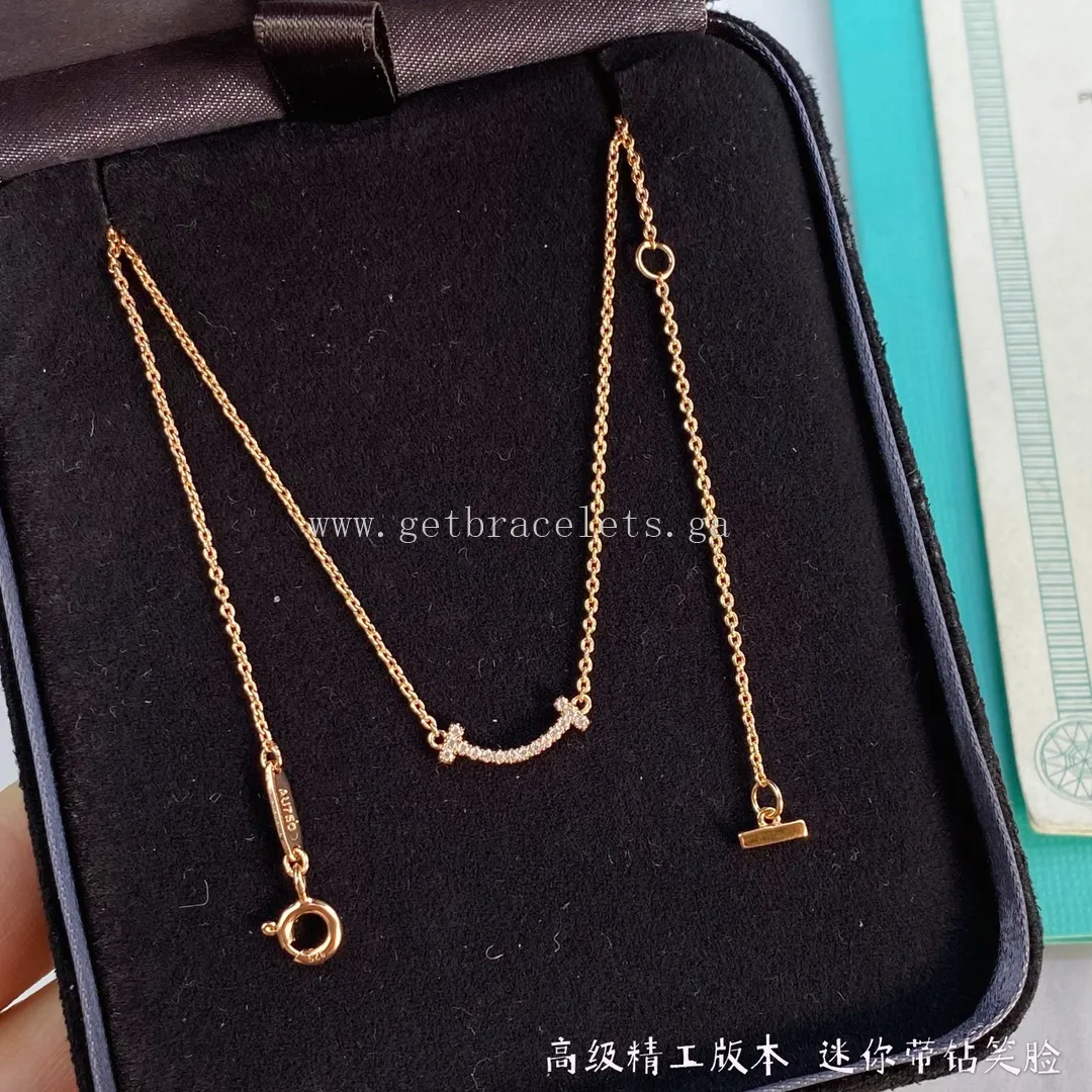 Tiffany T Small Smile Pendant with Diamonds Yellow Gold/Rose Gold/White Gold