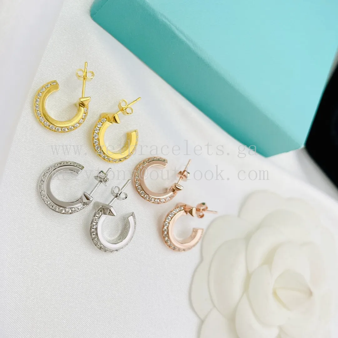 Tiffany T T1 Hoop Earrings Yellow Gold/White Gold/Pink Gold with Diamonds