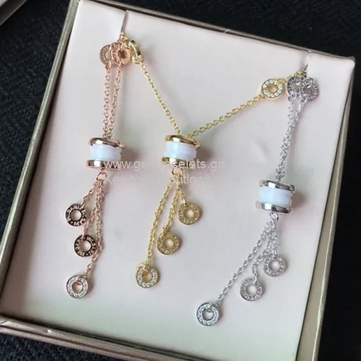 B.zero1 Tassels Necklace White Ceramic with Diamonds 3 Colors High Quality