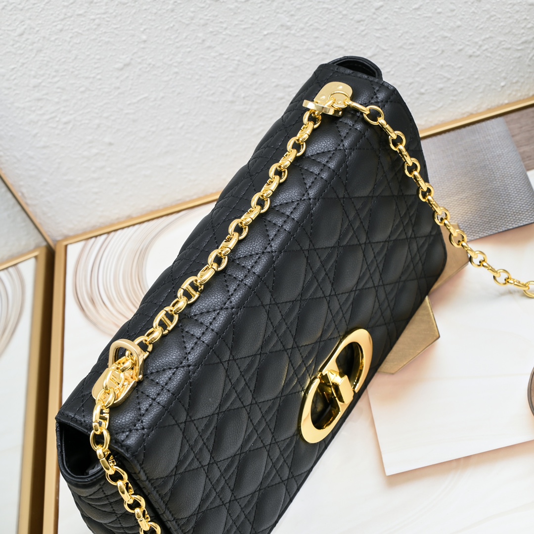 Large Dior Caro Bag Black 9797 XB002 28cm