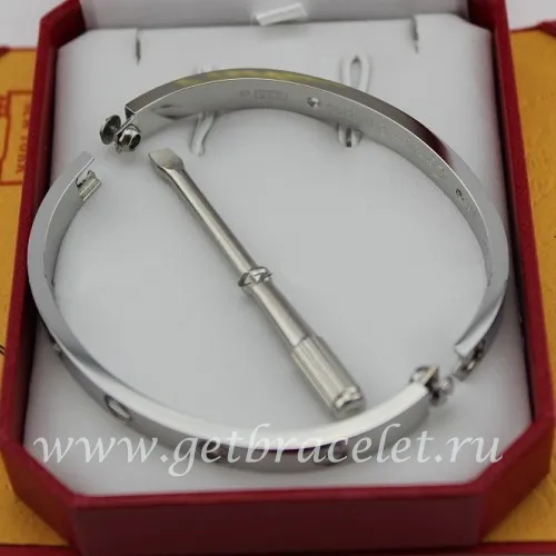 Replica Cartier White Gold Men and Women Love Bracelet 4 Diamonds B6035816 (New Version - Prevent Screws Fall Out)