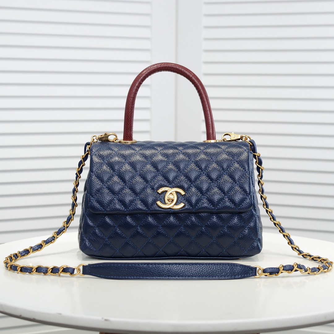 Chanel Stripe Gold Buckle Medium Shoulder Bag Handbag