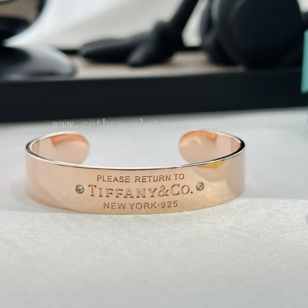 Return to Tiffany Narrow Cuff in Sterling Silver/Rose Gold/Yellow Gold with Diamonds