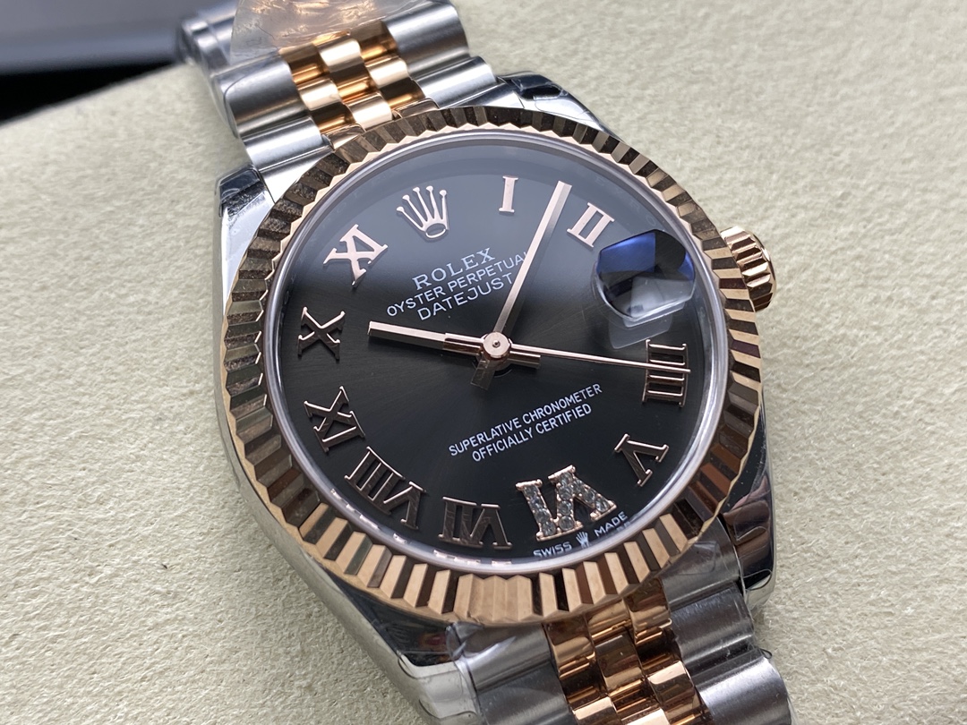 Rolex Datejust 31 Slate Grey Dial Diamond VI 278271 0030 Women's Watch