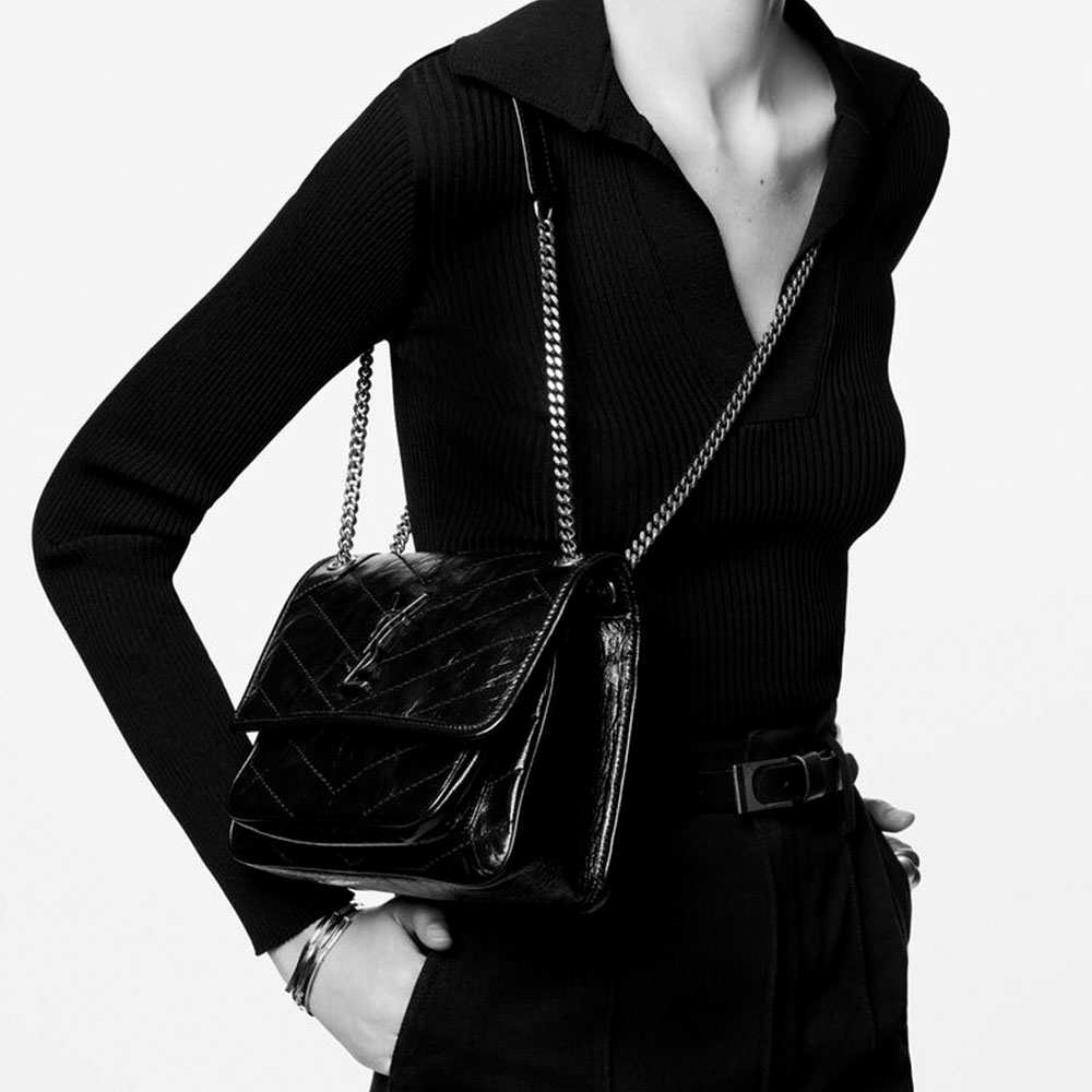 SAINT LAURENT Niki Baby In Vintage Leather Shoulder Bag(Replica)