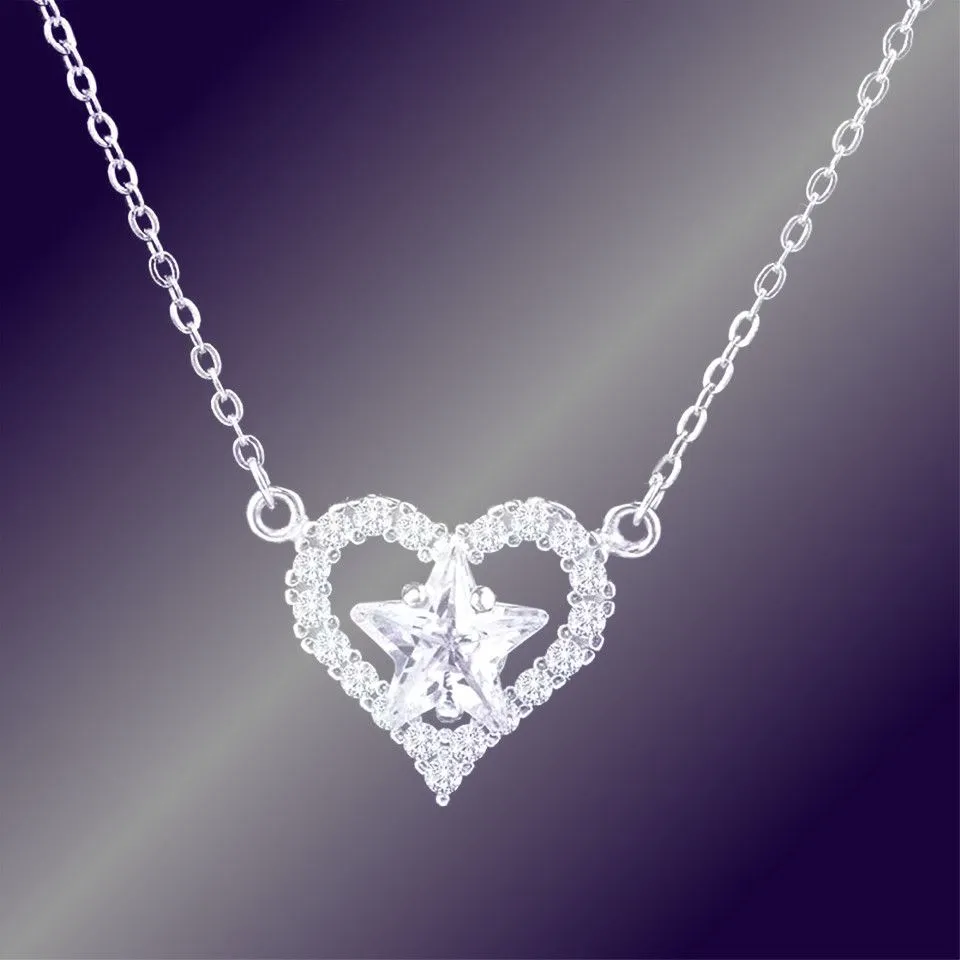 Low Price Tiffany Necklace Heart & Star Gemstones Pendant Elegant Style USA Women Gift