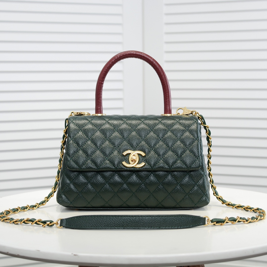 Chanel Stripe Gold Buckle Medium Shoulder Bag Handbag