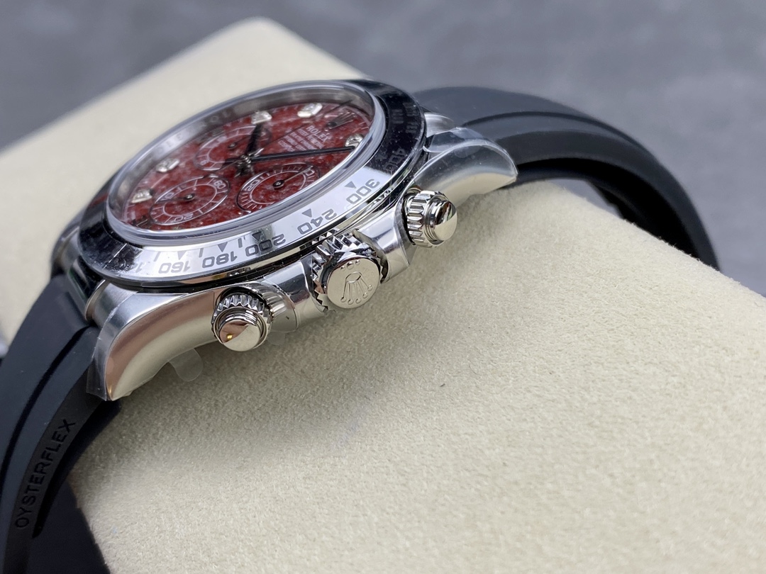 Rolex Cosmograph Daytona 40MM White Gold Rare Rubellite Dial 116509 Rubber Strap