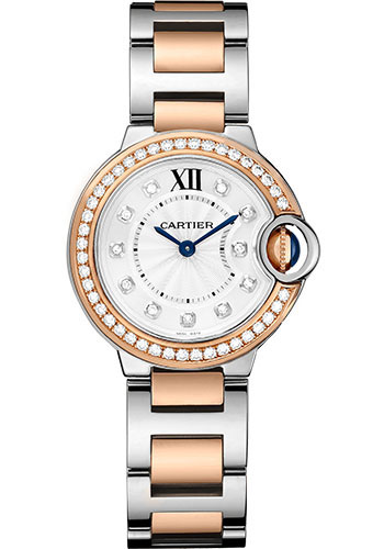 Cartier Ballon Bleu 28 mm Stainless steel & Rose Gold & Diamonds Lady��s Watch, W3BB0025