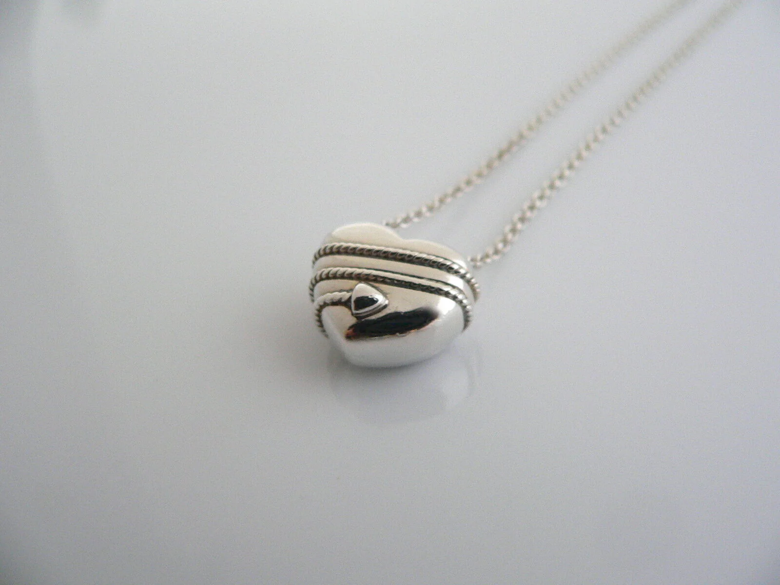 Tiffany & Co Heart Arrow Necklace Pendant Charm 18 In Chain Silver Gift Love
