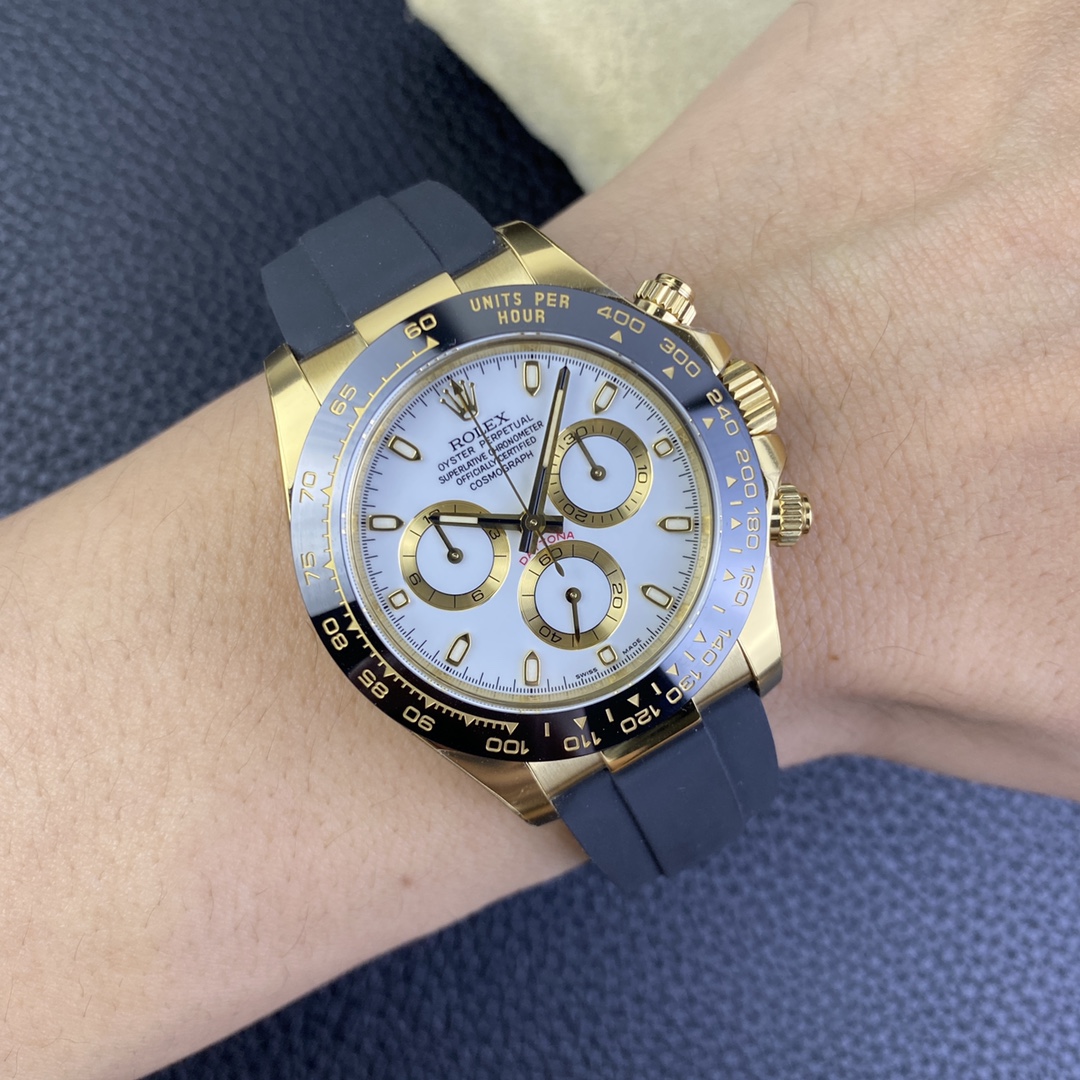 Rolex Cosmograph Daytona 116518LN White Dial Black Rubber Strap 40mm Mens Replica Watch