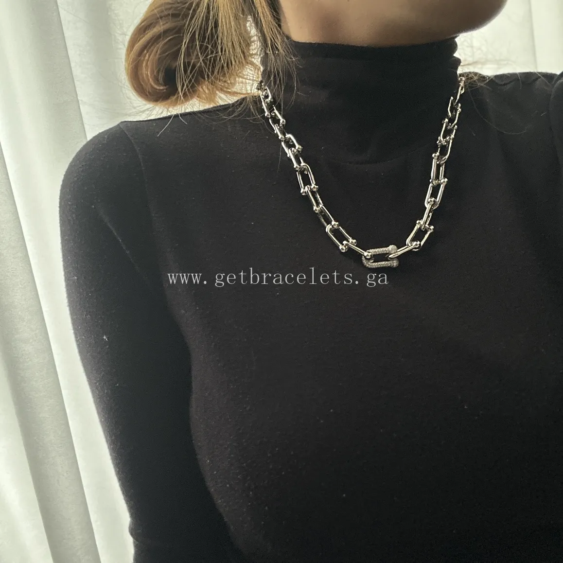 Tiffany HardWear Link Necklace With Diamonds Rose Gold/White Gold