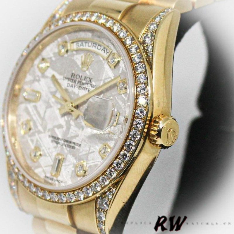 Rolex Day-Date 118388 Diamond Bezel Meteorite Dial 36MM Unisex Replica Watch