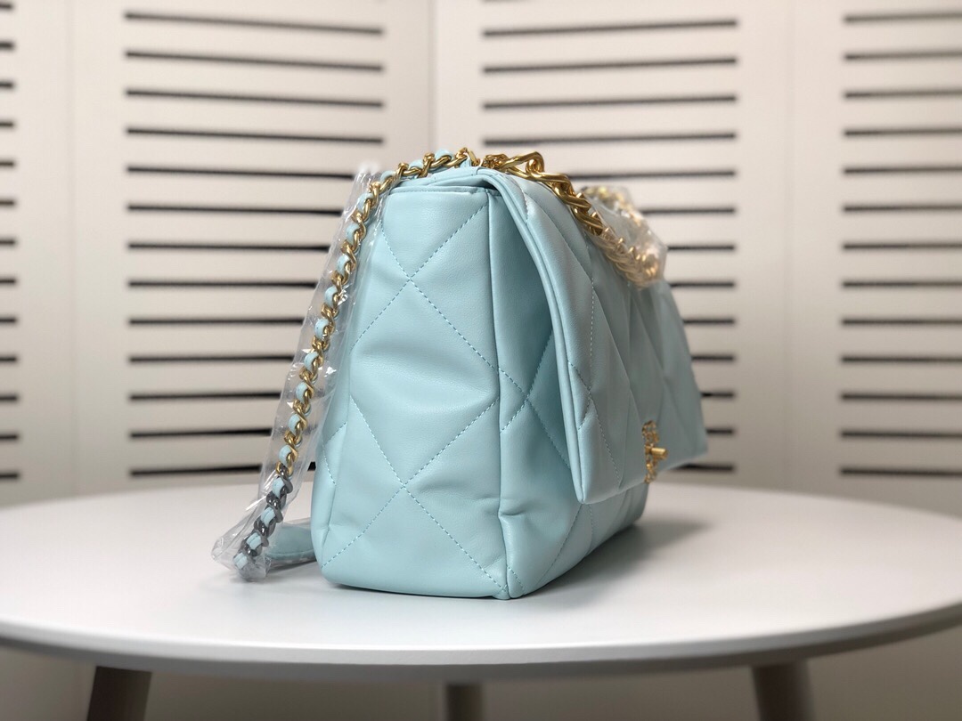 Chanel Lambskin Quilted Large19 Flap Shoulder Bag Handbag
