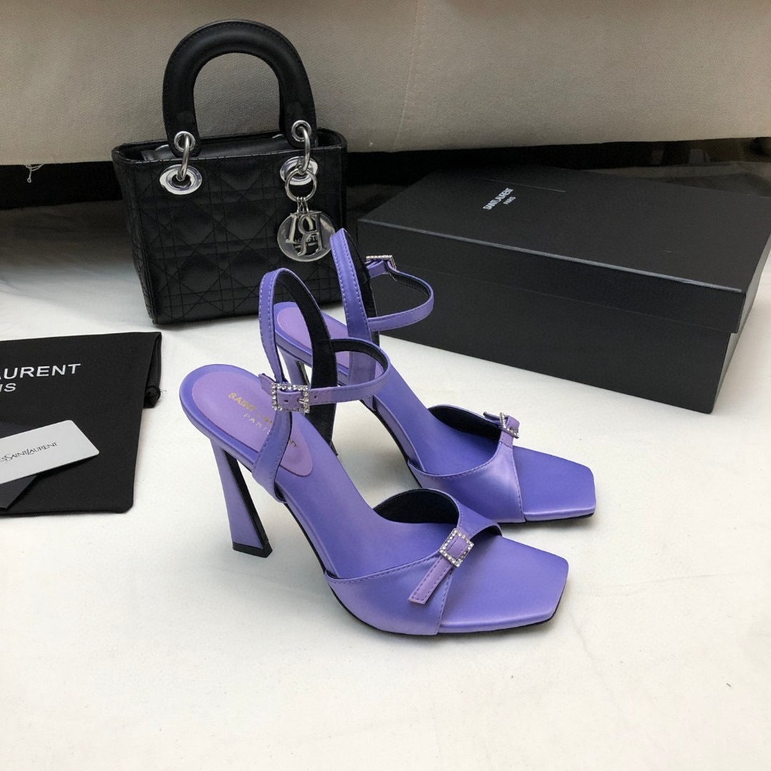 Saint Laurent YSL Silk Buckle Open Toe 10.5cm Slide Sandal (Replica)