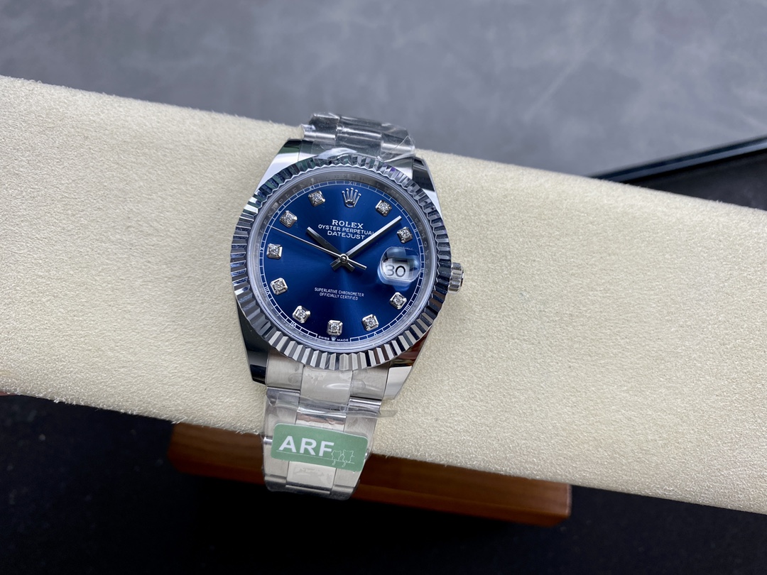 Rolex Datejust 126334 0015 Fluted Bezel Blue Diamond Dial 41MM Mens Replica Watch