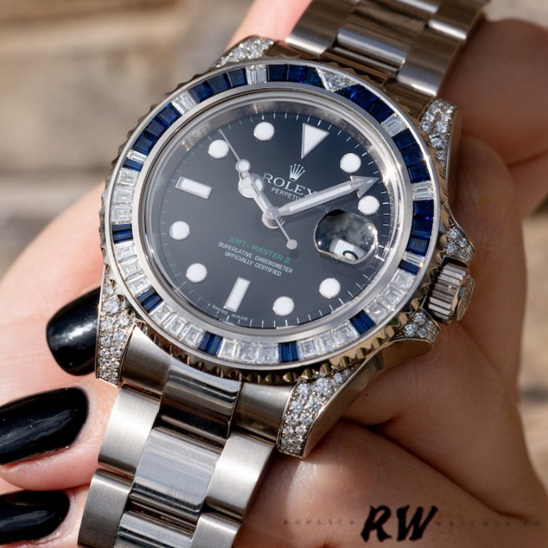 Rolex GMT Master II 116759SA Black Dial White Gold 40mm Mens Replica Watch