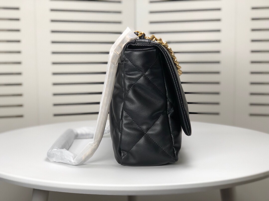 Chanel Lambskin Quilted Large19 Flap Shoulder Bag Handbag