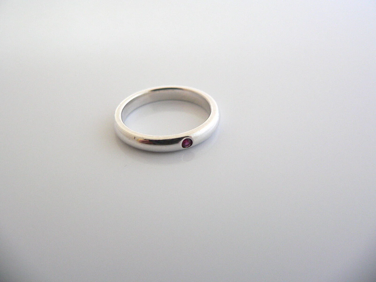 Tiffany & Co Silver Peretti Ruby Ring Stacking Gemstone Band Sz 5 Gift Love